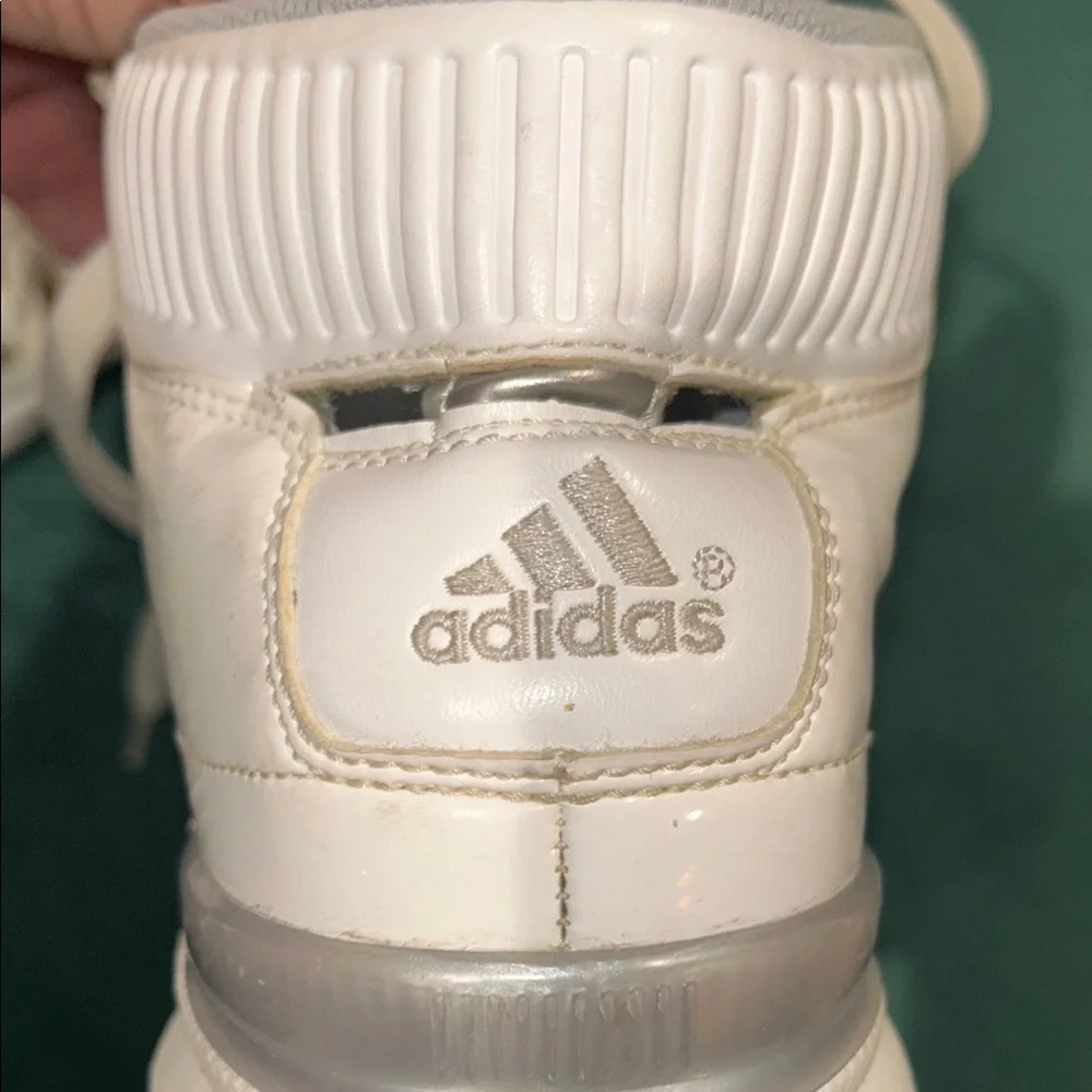 Adidas Men’s  White and Gold High-Top Sneakers - Size‎ 8